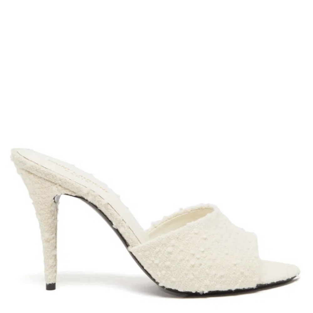 SAINT LAURENT LA 16 Bouclé-Tweed Mules - 39